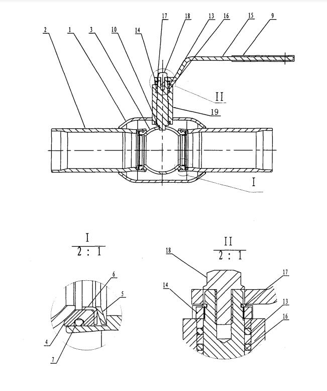 全焊接球阀结构图